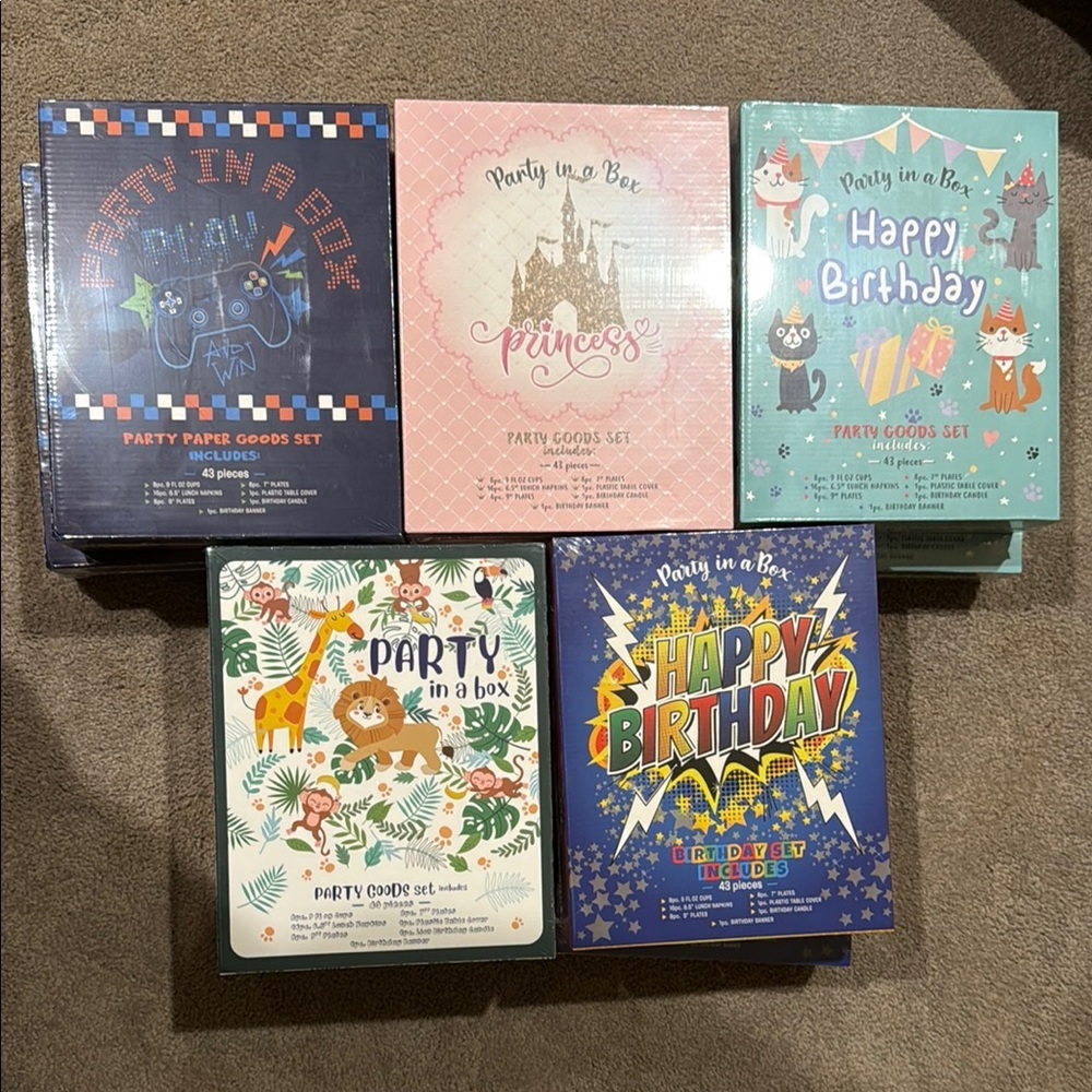 New Party in a Box Sets - Multiple Birthday Themes